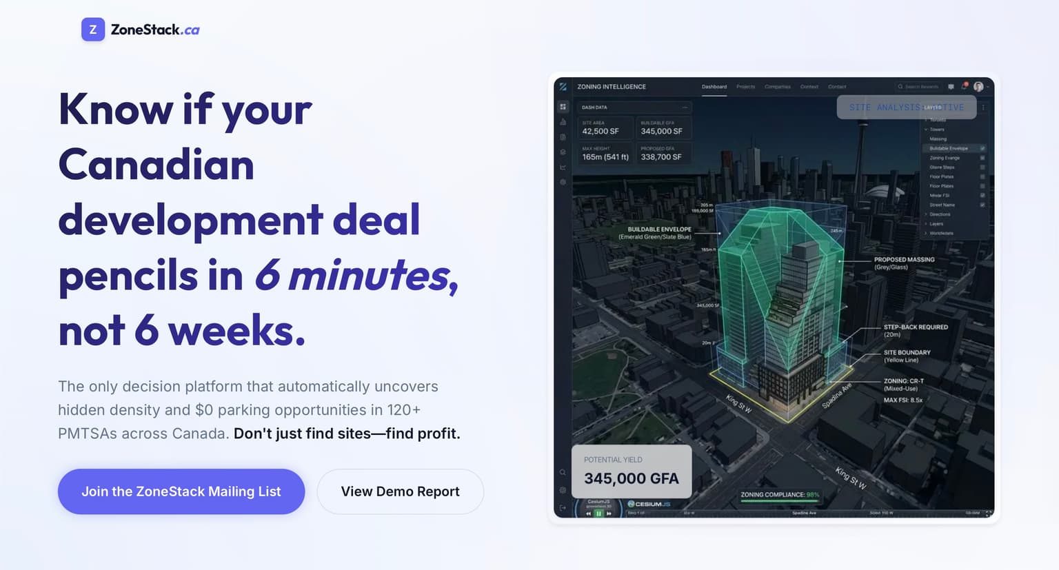 ZoneStack Landing Page image for portfolio review.